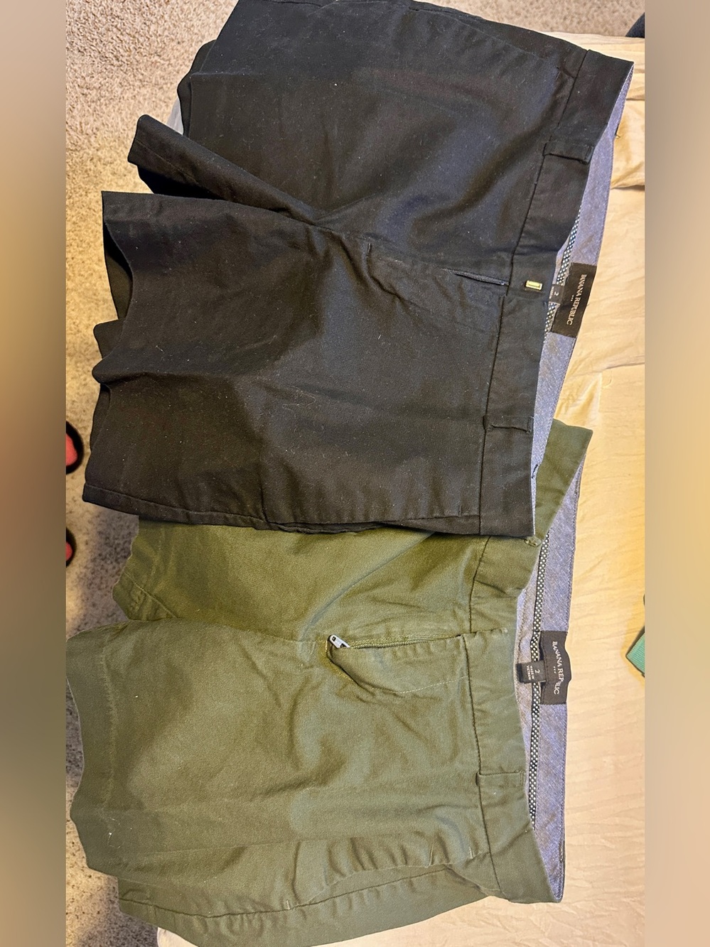 Banana Republic Black and Olive Green Shorts Duo